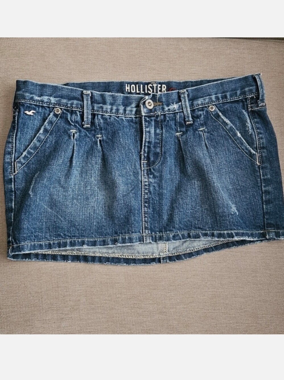 Hollister Women's Blue Denim Skirt Mini Low Rise Y2k Jean Skirt